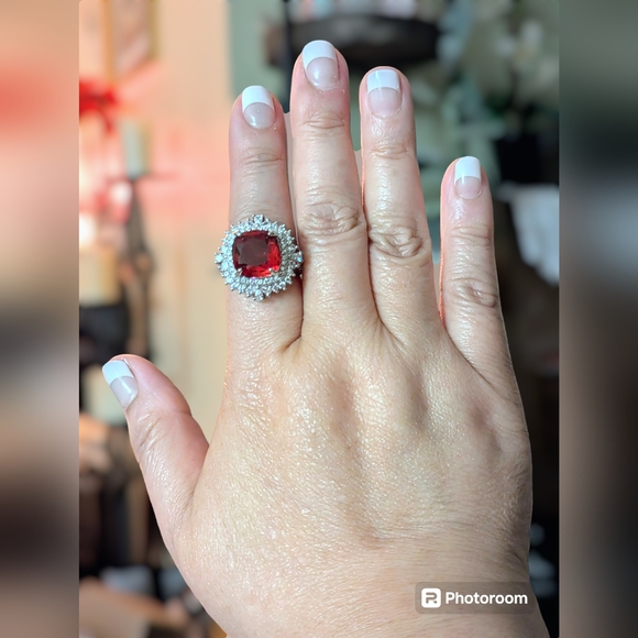 Ruby & Clear CZs Statement Ring - Picture 6 of 7